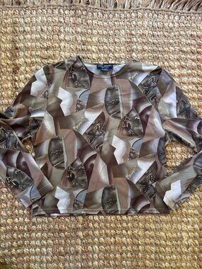 SML Sport Petite Multitone Brown & Cream Patterned Top